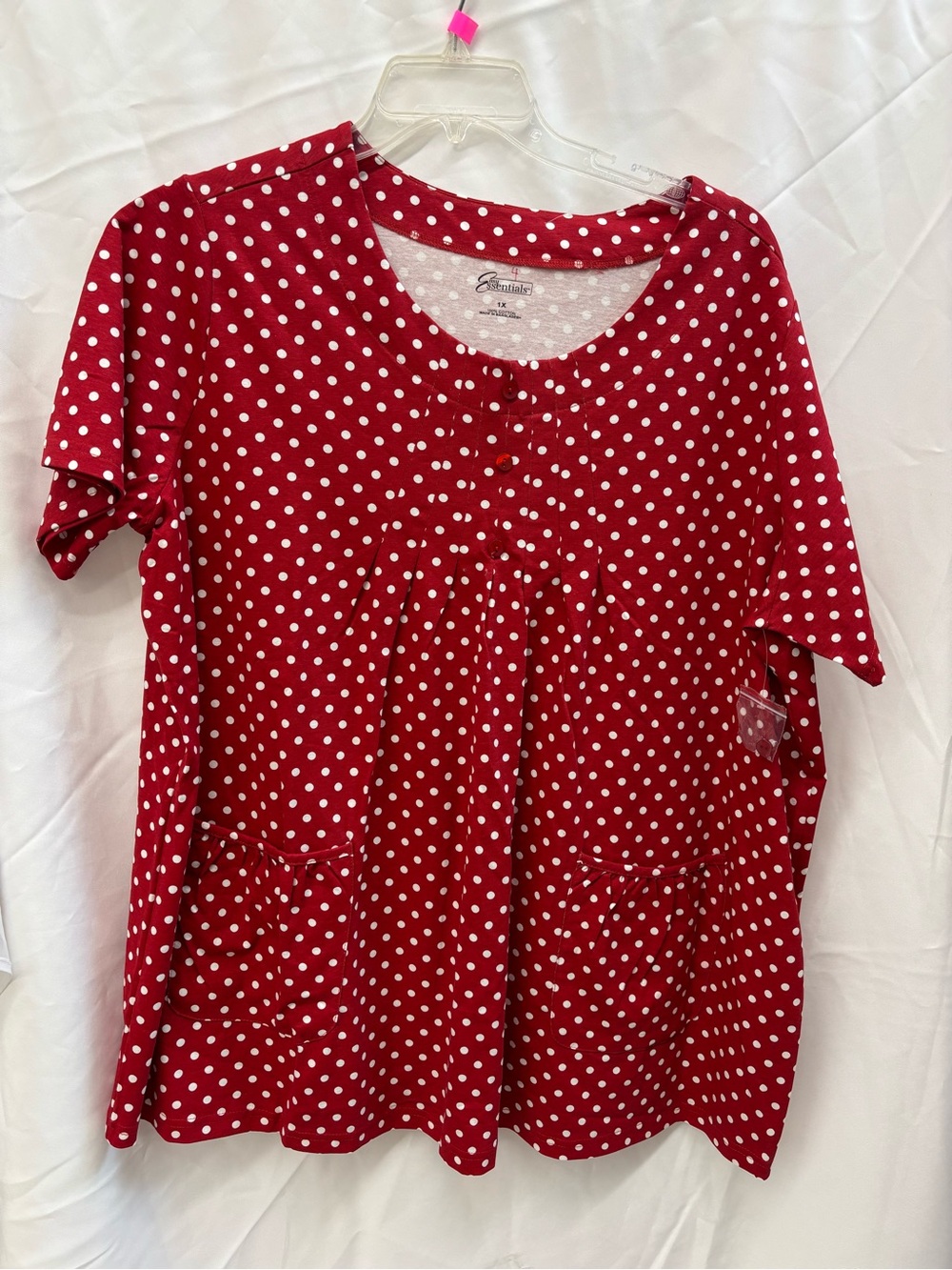 Easy Essentials Red Polka Dot Short Sleeve Tunic